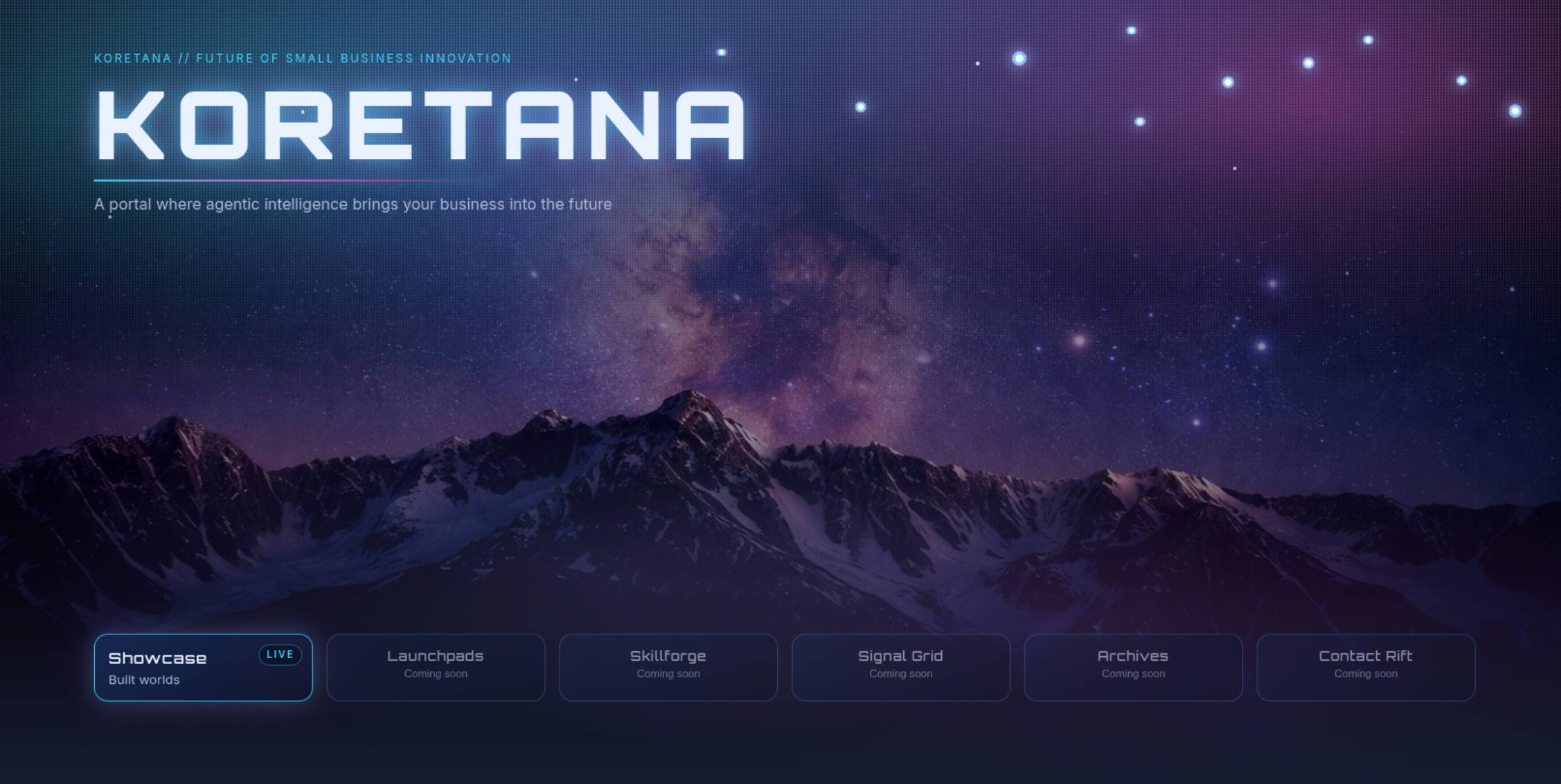 Koretana homepage screenshot