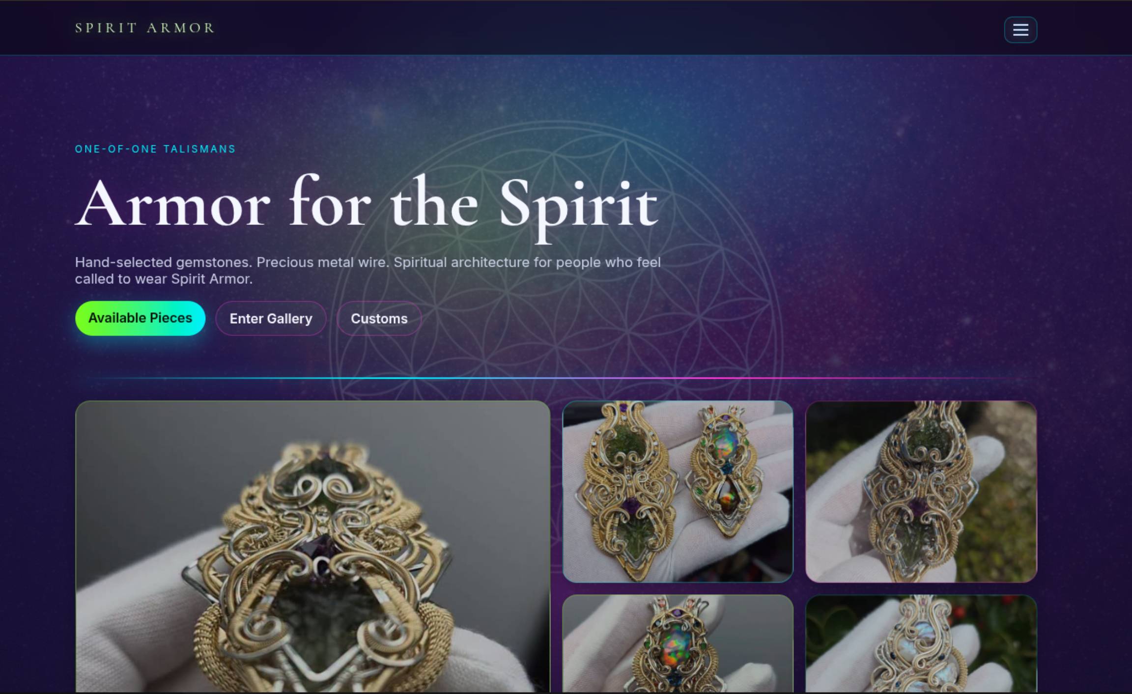 Spirit Armor homepage screenshot