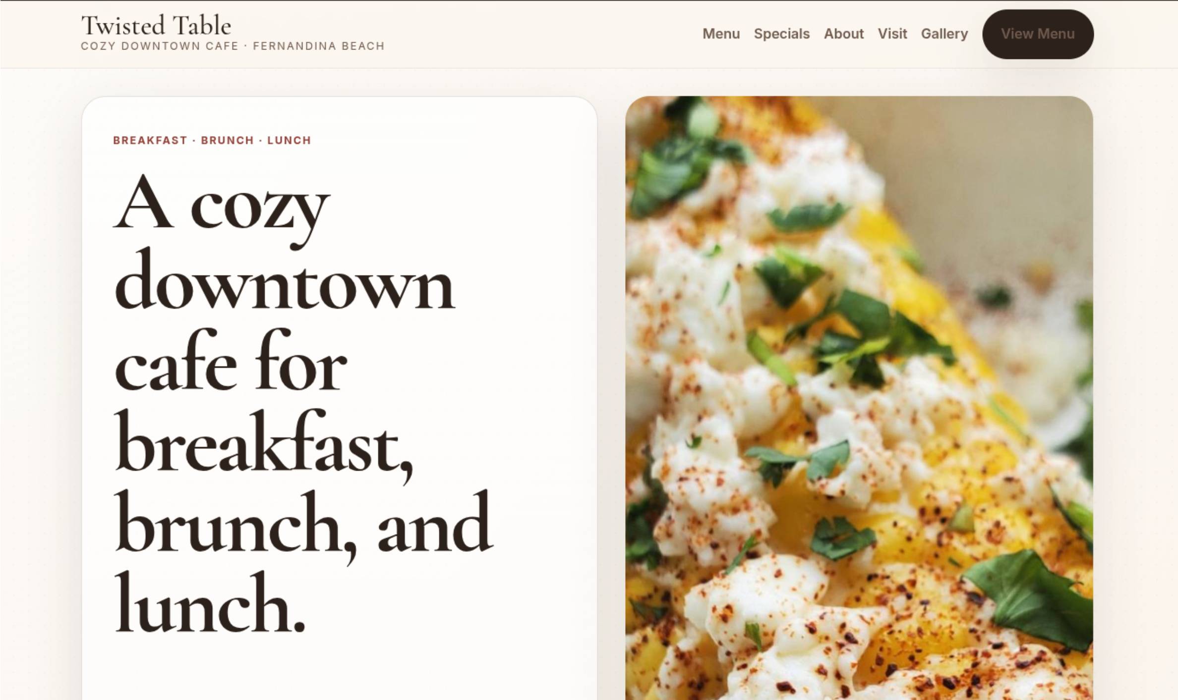 Twisted Table homepage screenshot